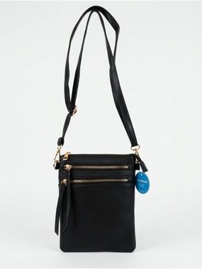 Chic unlimited Women's Black Crossbody Bag with Gold Accents